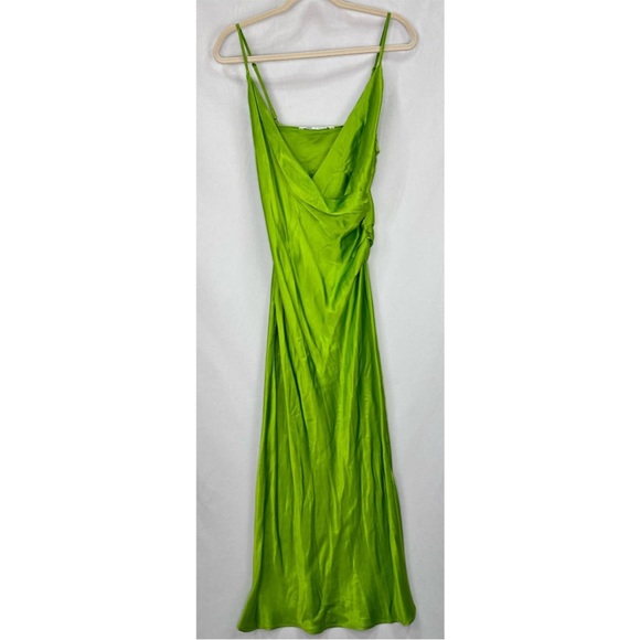 NWT Zara Satin Slip Dress Lime Green S - Picture 6 of 10